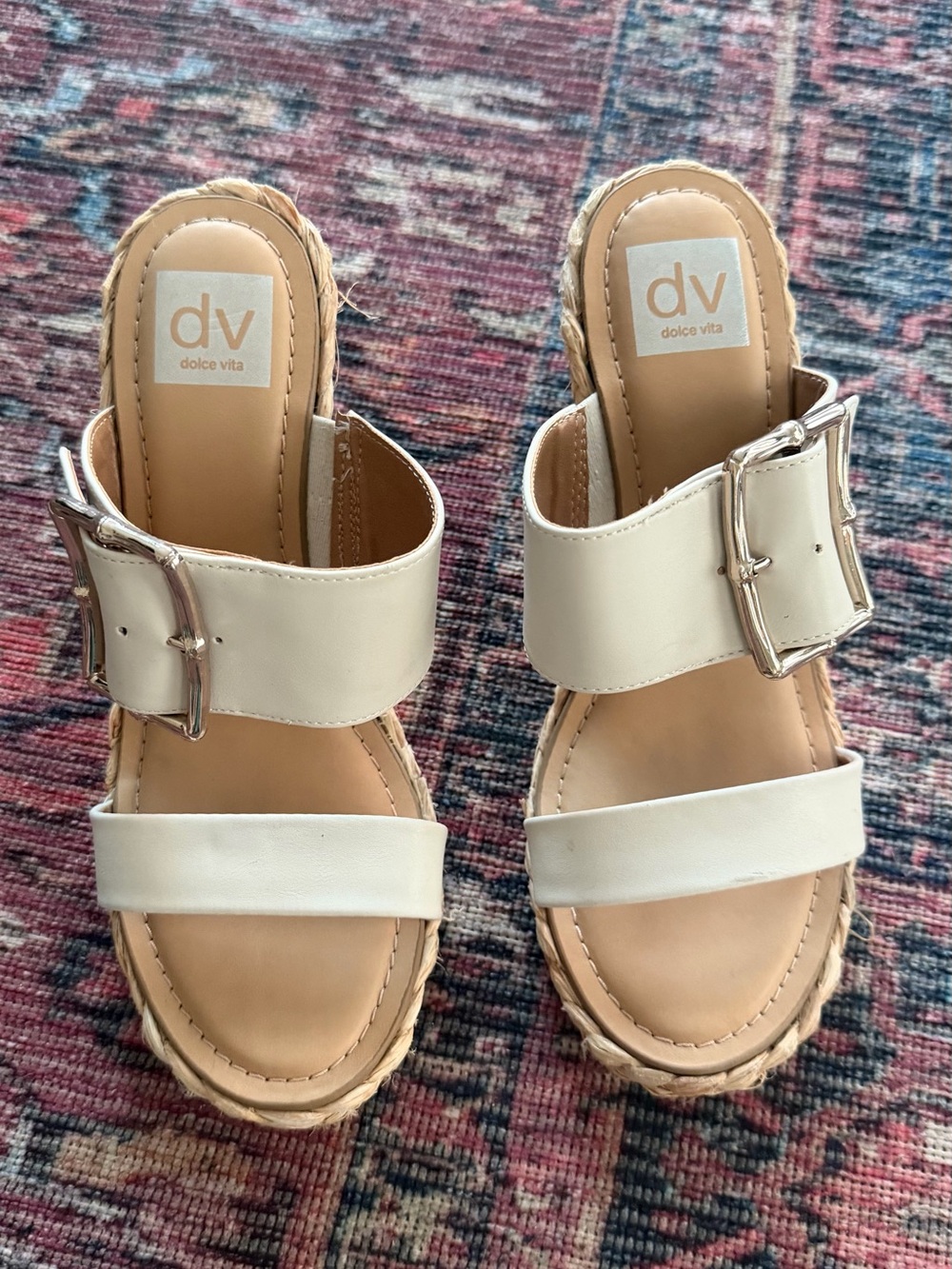 Leelee Buckle Strap Espadrille Wedge Sandals - Picture 4 of 5